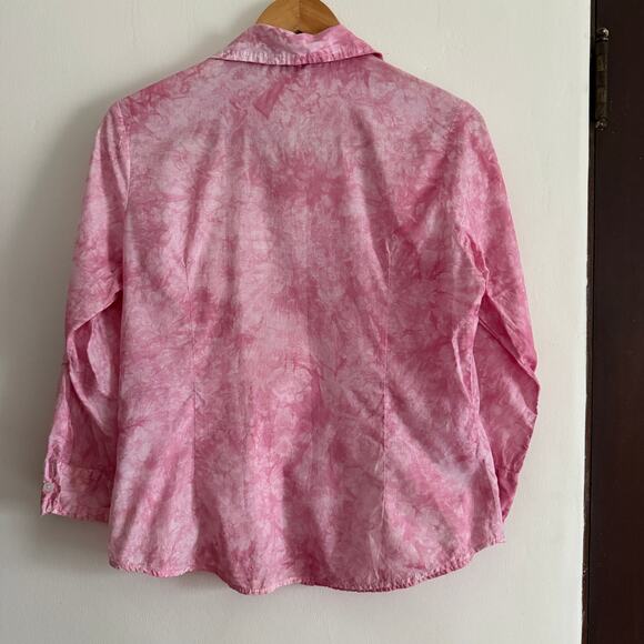 TRUE GRIT | Pink Tie Dye Western Print Relaxed Button down Shirt Tie Dye | Small - Picture 2 of 4
